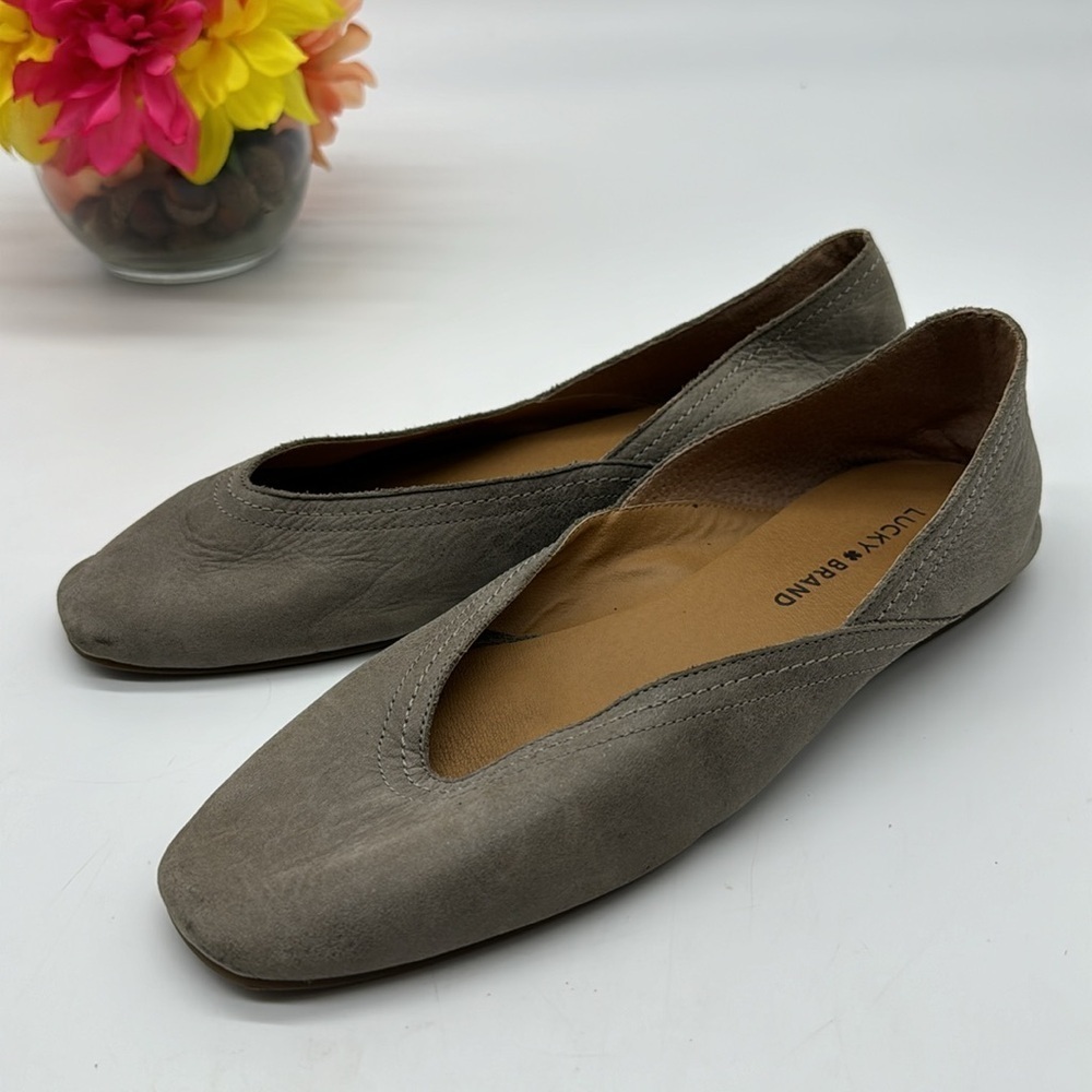 Lucky Brand Alba Gray leather Flat Size 8.5 BFL6300